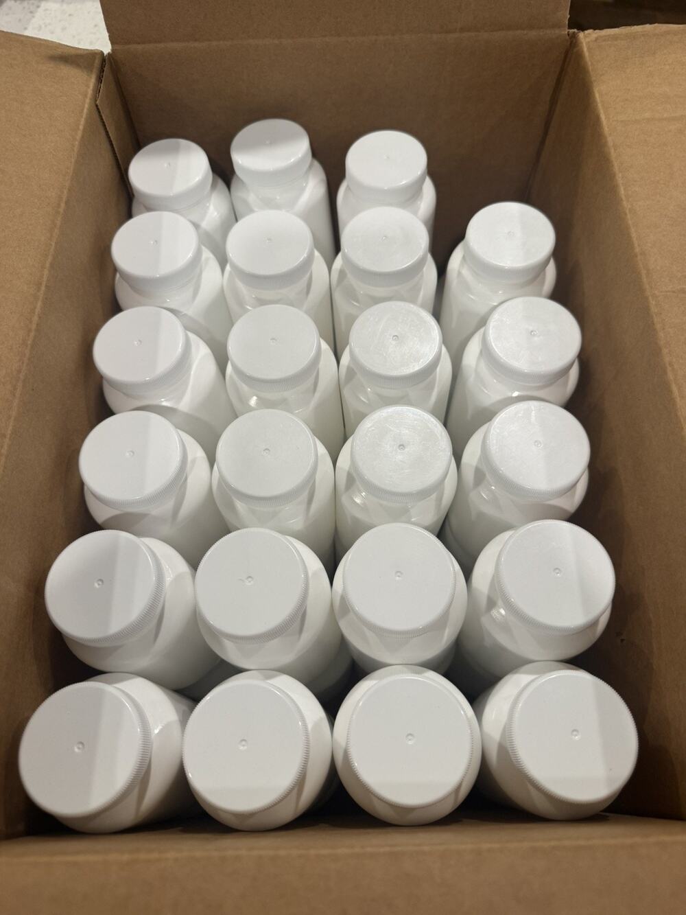 Uline 8 oz Packer Bottle w/Cap White Plastic 47 Count MPN S-22898